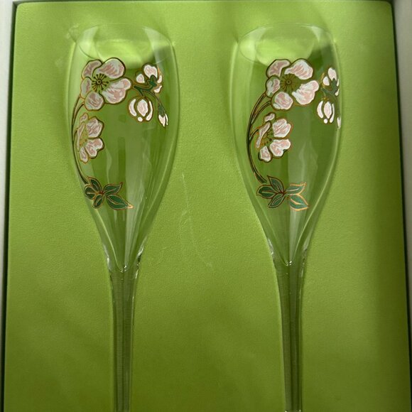 Set of 2 hand-painted Belle Epoque champagne glasses flutes by Perrier Jouet - Picture 4 of 6